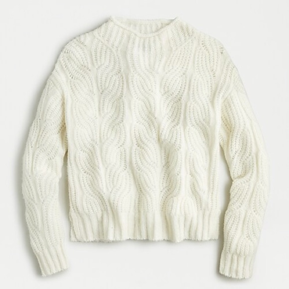 J. Crew Pointelle cable sweater